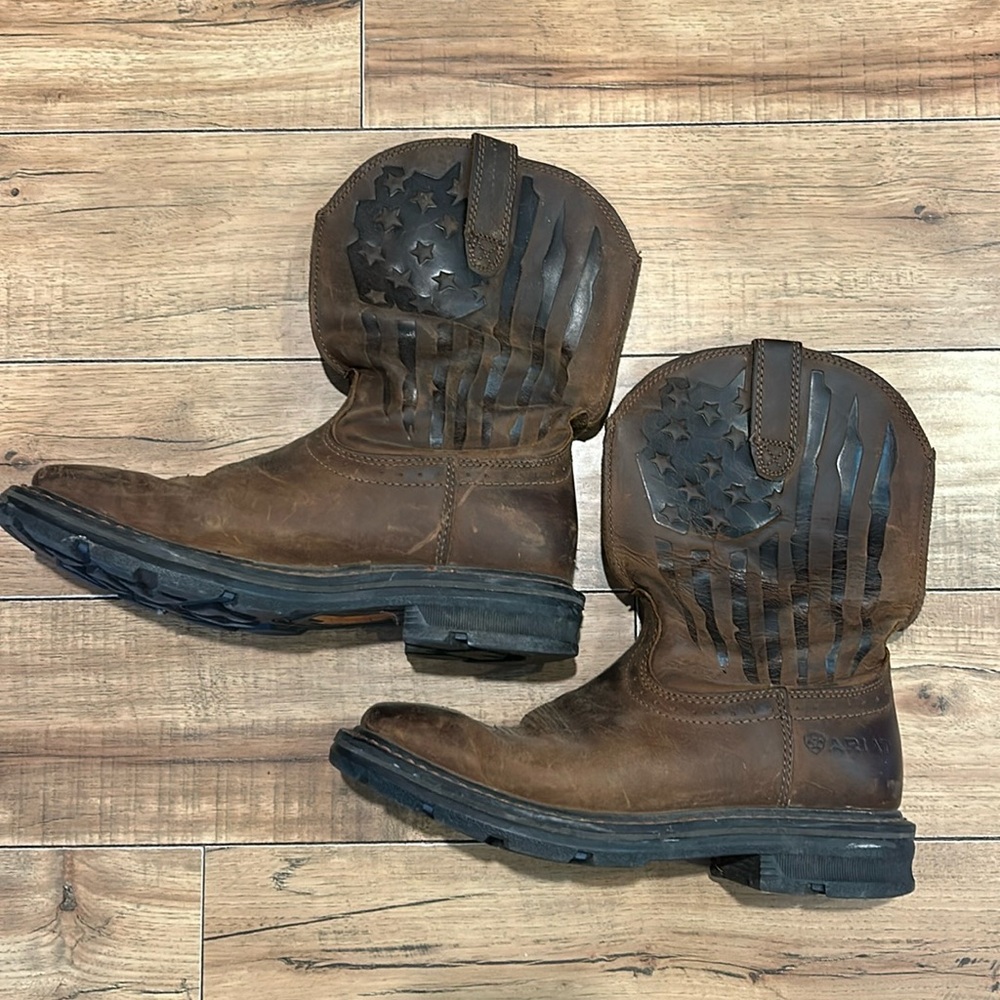 ariat work leather Sierra Shock Shield Patriot Work Boot Men’s sz 9 D